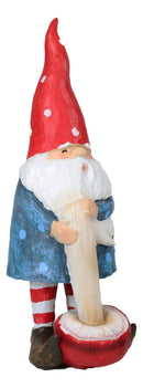 Festive Holiday Golfer Gnome Using Toadstool Mushroom As Golf Club Figurine