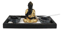 Golden Robe Buddha Monk Zen Garden With Pebbles Sand And Rake Decorative Set