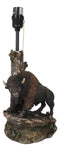 Western Plains Bison Buffalo On Sloped Rocks By Tree Stump Desktop Table Lamp