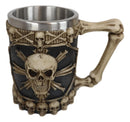 Ebros Large Skeletal Cross Bones Skull Beer Stein Tankard Coffee Cup Drink Mug 12oz