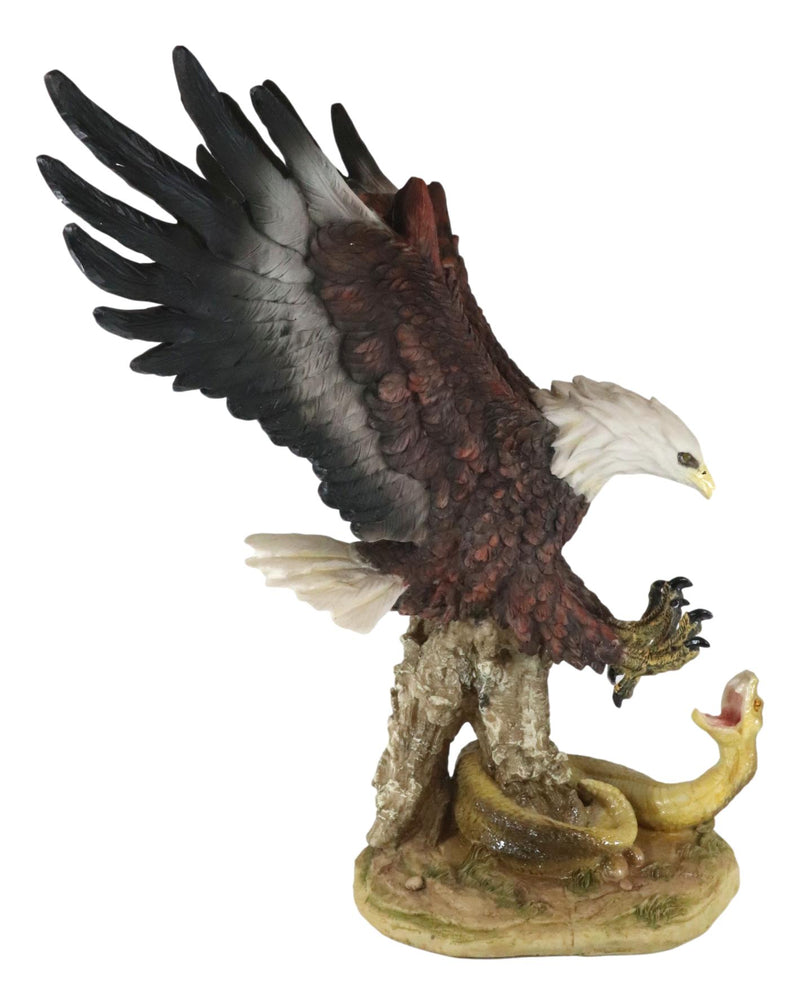 Large American Bald Eagle Swooping On Python Snake Decorative Patriotic Statue