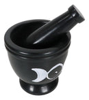 Wicca Witchcraft Triple Goddess Moon Carved Soap Stone Mortar and Pestle Set