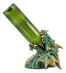 Ebros Green Grendel Dragon Head Wine Bottle Holder Serpent Of Fire Decorative Figurine