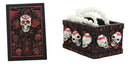 Day Of The Dead Red Floral Sugar Skull Small Stash Jewelry Box 4.25"L Figurine