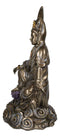 Water Moon Kuan Yin Sitting On Crescent Moon Decorative Figurine 8"H Guanyin