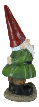 Whimsical Garden Gnome With Toadstool Mushroom And SHHH Quiet Yard Sign Statue