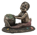 Merbaby Boy Playing With Blowfish And Starfish Figurine 3.75"L Nautical Mermaid