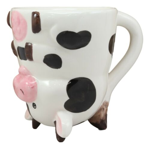 Topsy Turvy Ceramic Holstein Bovine Cow Coffee Mug Drink Cup 11oz Animal Farm