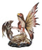 Beautiful Scarlet Fire Fairy Goddess With Spotted Dragon Figurine Fantasy Decor