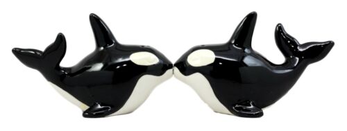 Ebros Killer Whale Orcas Ocean Marine Sea Life Salt & Pepper Shakers Set Ceramic