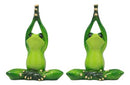 Meditating Twin Yoga Frogs In Lotus Pose Statue Buddha Frogs Pair Set 5.25"Tall