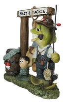 Bait And Tackle Wharf Sea Bass Fish With Fishing Pole Tied Up Fisherman Figurine