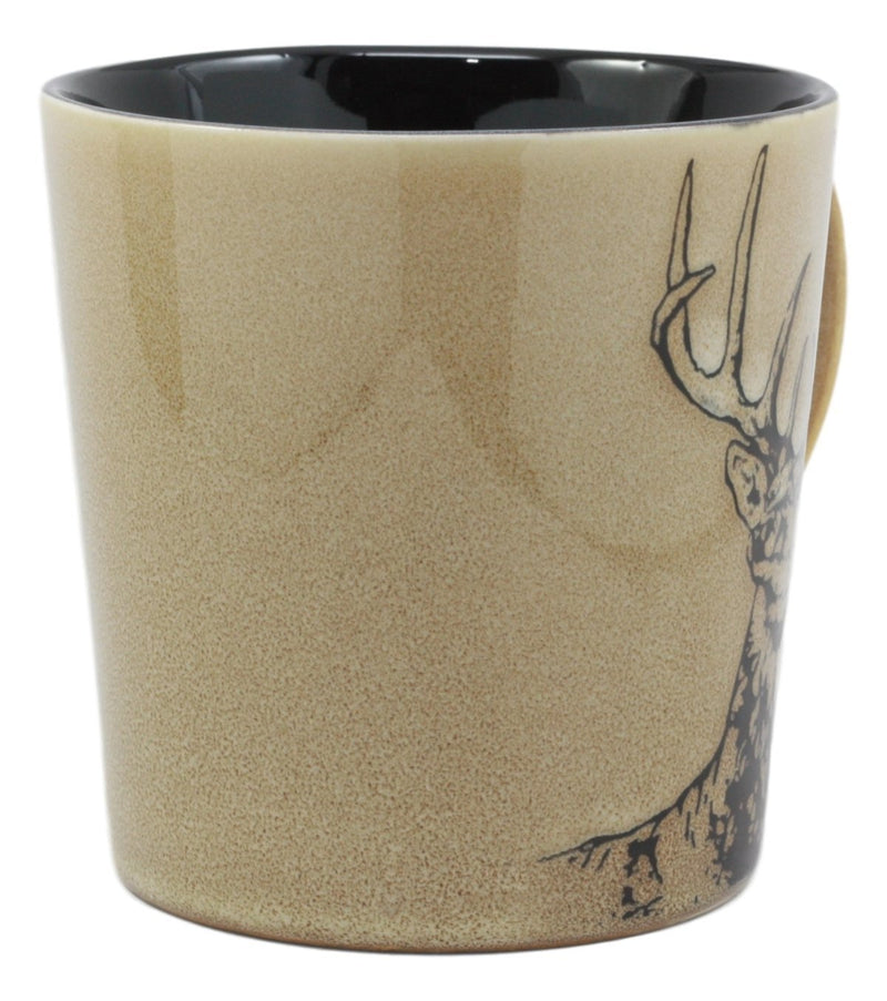 ELK DEER MUG, Woodland Elk Ceramic Stoneware Mug Coffee Cup Mug Teacup,  Embossed Elk Design Taper Mug, Stoneware Pottery Elk Cup, Elk Lover 