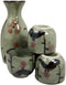 Ebros Gift Japanese 5oz Ceramic Matcha Cherry Blossom Sake Set Flask With Four Cups Made In Japan