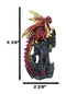 Metallic Crimson Red Dragon Guarding Castle Tower On Mountain Cliff Figurine