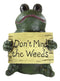 Ebros 10" H Whimsical Green Frog Toad Holding 'Don't Mind The Weeds' Sign Decor Statue