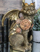 Steampunk Cat Aviation Pilot With Geared Mechanical Clockwork Wings Figurine