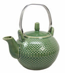 Ebros Gift Imperial Spotted Texture Teapot With Stainless Steel Handle 28oz (Green)