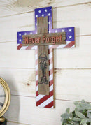 Western USA Flag Hero Fallen Soldier Boot Rifle Helmet Never Forget Wall Cross