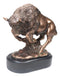 Western Charging American Buffalo Bison Bull Bronze Electroplated Resin Statue