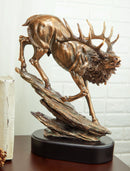 Large Bellowing Wapiti Bull Elk Deer Rustic Bronze Electroplated Finish Statue