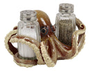 Ebros Gift Nautical Coastal Marine Octopus Wrapping Tentacles Around Glass Salt And Pepper Shakers Holder Figurine Set 6.25" Wide Kitchen Dining Table Decor