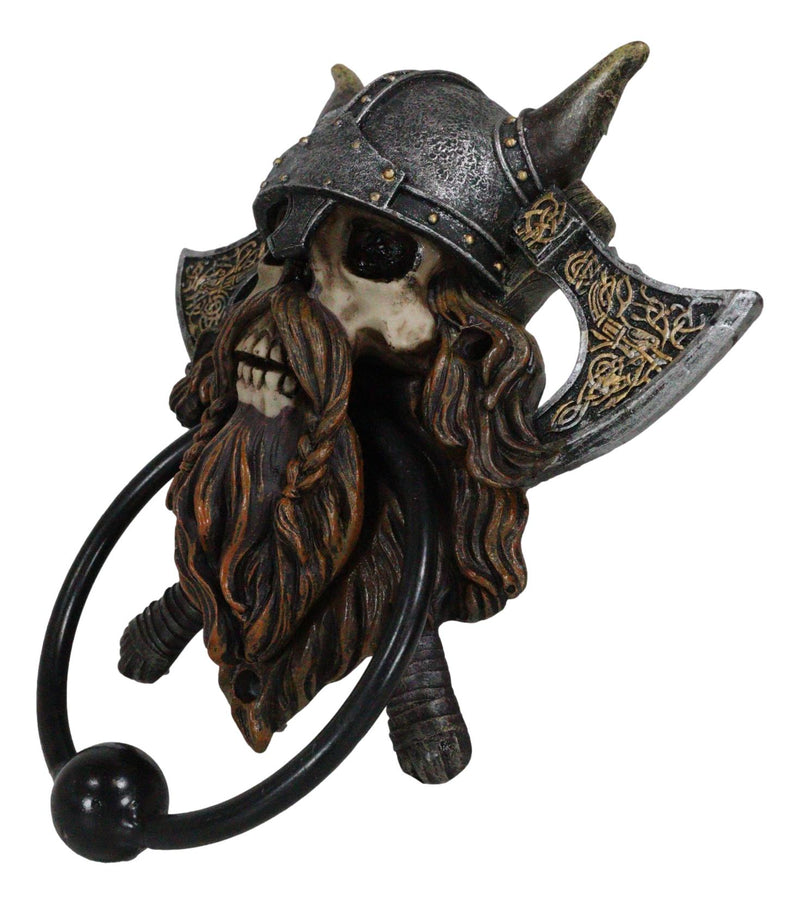 Viking Norse Berserker Warrior Chieftain Skull Rune Axes Decorative Door Knocker