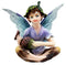 Ebros Sitting Boy Fairy Garden Figurine With Giant Acorn Mythical Sprite Sculpture 3"H