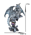 Small Winged Guardian Water Dragon Knight With Rhinestone Rock Fantasy Figurine