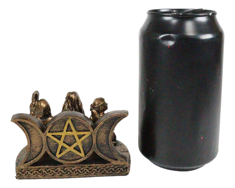 Ebros Triple Moon Goddess Maiden Mother Crone Pentagram Business Card Holder Figurine