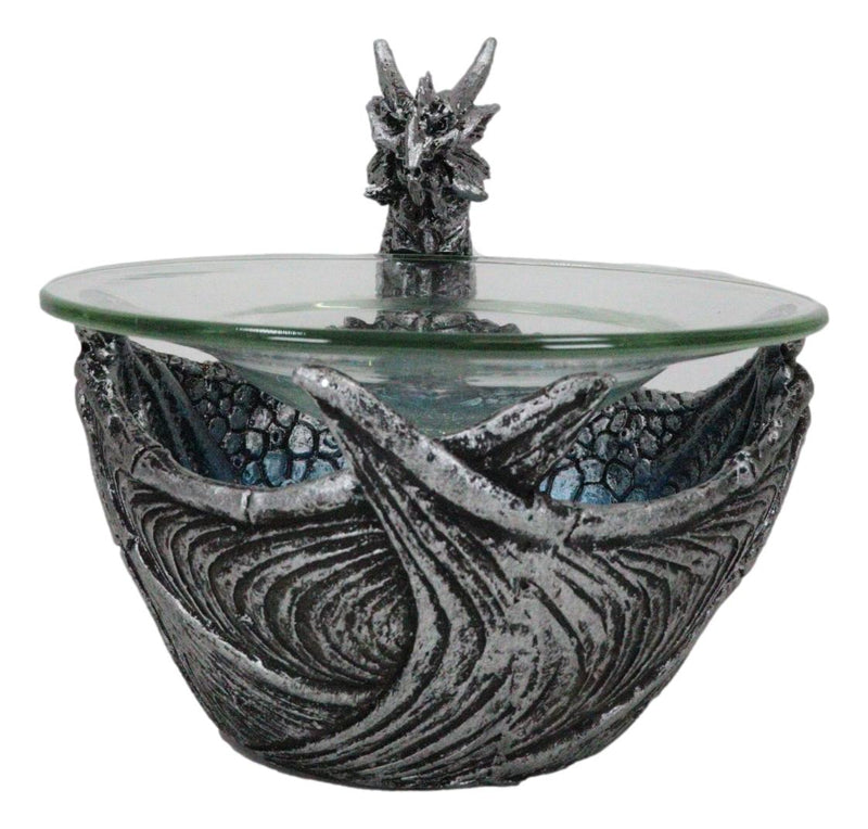 Birth Of Terra Silver Dragon Oil Burner Wax Tart Warmer Candle Holder Figurine