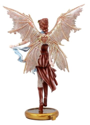 Aviator Assassin Steampunk Fairy Standing On Time Warp Machine Figurine 13"H