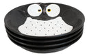 Pack Of 4 Black Whimsical Owl Ceramic Salad Entree Deep Plates Or Shallow Bowls