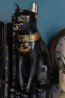 Black And Gold Bastet Cat Statue Ubasti Egyptian Goddess Of Protection & Home