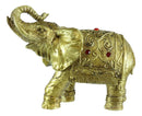 Thai Buddhism Noble Golden Elephant Trumpeting With Trunk Up Figurine Sculpture