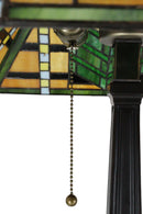 Louis Comfort Tiffany Mission Style Geometric Green Arrow Glass Shade Table Lamp