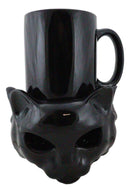 Wicca Witch Feline Cat Black Cup With Candle Holder Mug Warmer Shadow Caster Set