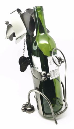 Cute Beagle Dog With Bone Style Collar Hand Made Metal Wine Bottle Holder Caddy