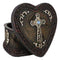 Rustic Western Trust In The Lord Scroll Cross Heart Shaped Jewelry Trinket Box