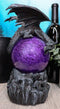 Ebros Twilight Dragon Resting On Purple Sandstorm Glass Ball Statue Sound Sensor Decor