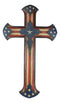 Patriotic USA American Flag With Western Stars Faux Tooled Leather Wall Cross