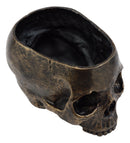 Ebros Day Of The Dead Skull Bowl Resin 7"Long Bowl Bronze Finish Decorative