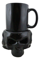 Alchemy Triple Skulls Black Cup With Candle Holder Mug Warmer Shadow Caster Set