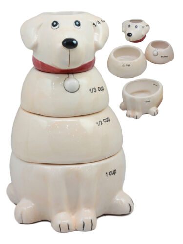 Ceramic Pedigree Labrador Dog Stackable Measuring Cups Set of 4 Baking Cooking