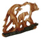 Rustic Wildlife Black Bear With Cub Scene Faux Wood Carving Cutout Figurine