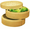 Dimsum High Tea 10" Diameter Bamboo Steamer - Stackable Two Baskets With One Lid