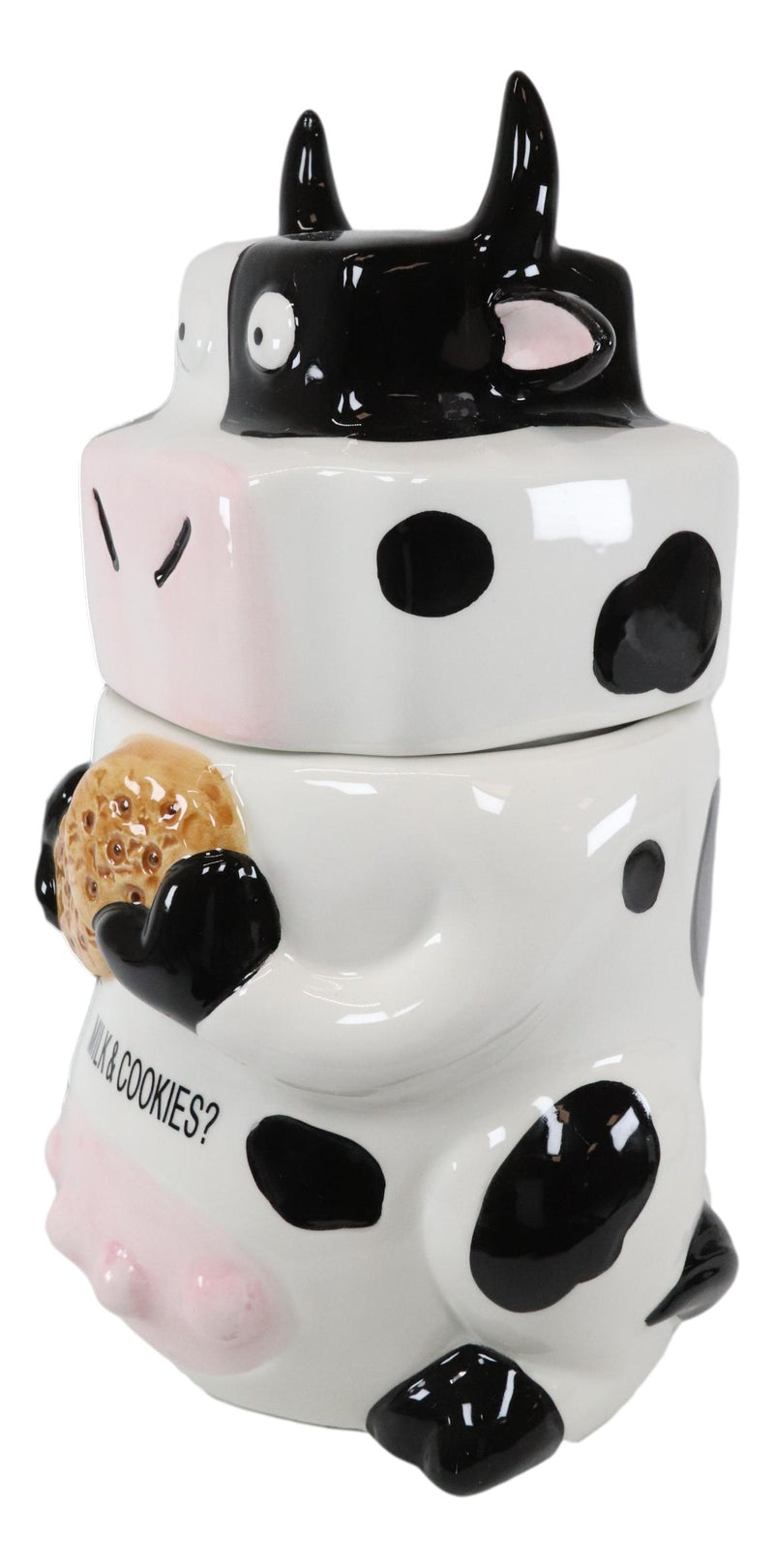 Ebros Rustic Farmhouse Holstein Moo Cow Ceramic Cookie Jar Milk Cows Decor Figurine