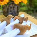 Global Crafts Mahogany Wood Animal Napkin Rings - Set of Six