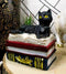 Ebros Wiccan Black Cat With Pentagram Star Red Book Of Spells Box Figurine