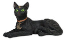 Wicca Witchcraft Green Eyed Black Cat With Crescent Moon Necklace Figurine